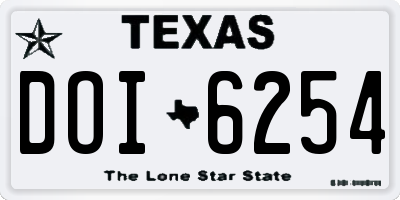 TX license plate DOI6254