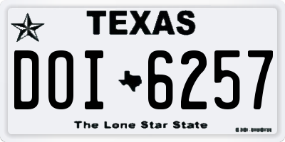 TX license plate DOI6257