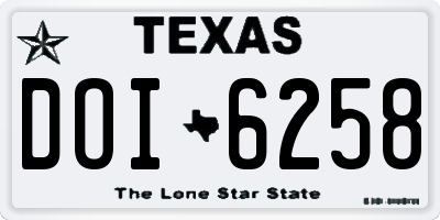 TX license plate DOI6258