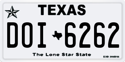 TX license plate DOI6262