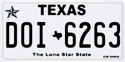 TX license plate DOI6263