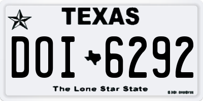 TX license plate DOI6292