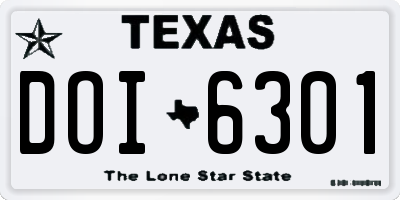 TX license plate DOI6301