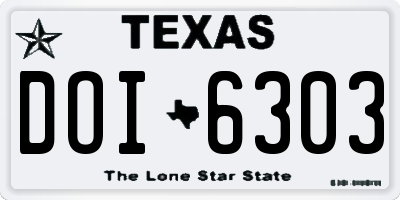 TX license plate DOI6303