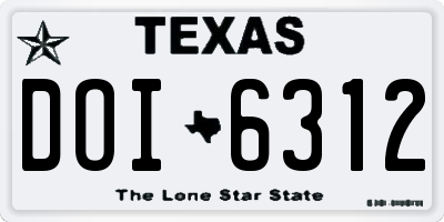 TX license plate DOI6312
