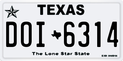 TX license plate DOI6314