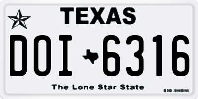 TX license plate DOI6316