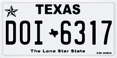 TX license plate DOI6317