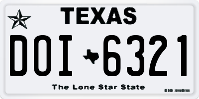 TX license plate DOI6321