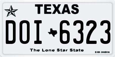 TX license plate DOI6323