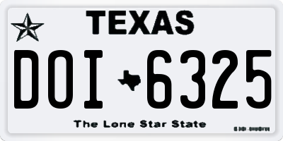 TX license plate DOI6325