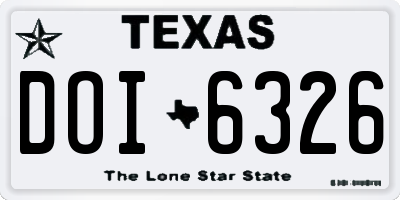TX license plate DOI6326