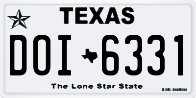 TX license plate DOI6331