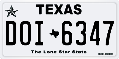 TX license plate DOI6347