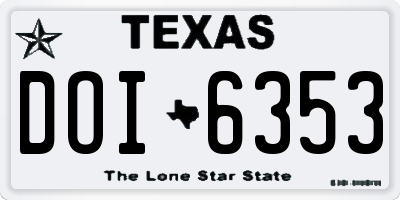 TX license plate DOI6353