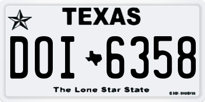TX license plate DOI6358