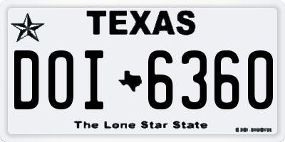 TX license plate DOI6360