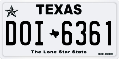 TX license plate DOI6361