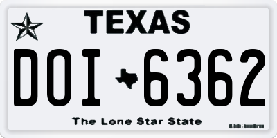 TX license plate DOI6362