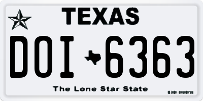 TX license plate DOI6363