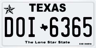 TX license plate DOI6365