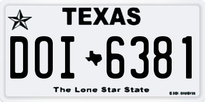TX license plate DOI6381