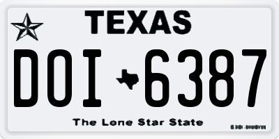 TX license plate DOI6387