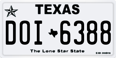 TX license plate DOI6388