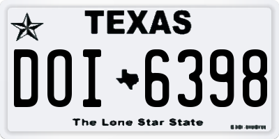 TX license plate DOI6398