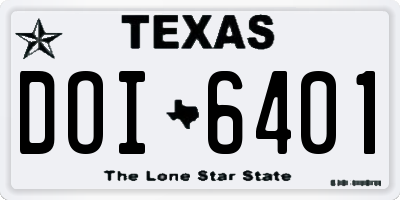 TX license plate DOI6401