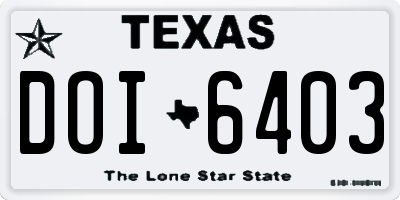 TX license plate DOI6403