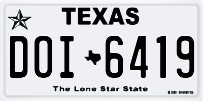 TX license plate DOI6419