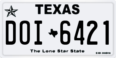 TX license plate DOI6421