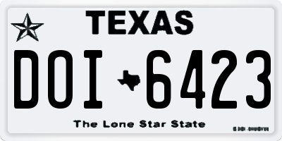 TX license plate DOI6423