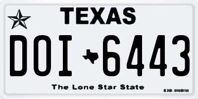 TX license plate DOI6443