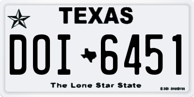 TX license plate DOI6451