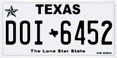 TX license plate DOI6452