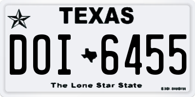 TX license plate DOI6455
