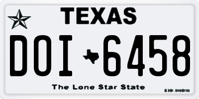 TX license plate DOI6458