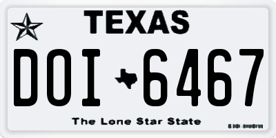 TX license plate DOI6467