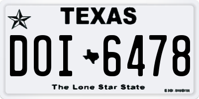 TX license plate DOI6478