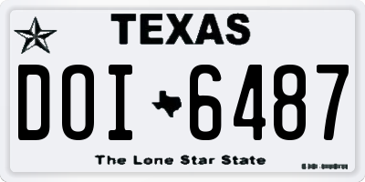 TX license plate DOI6487