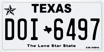 TX license plate DOI6497