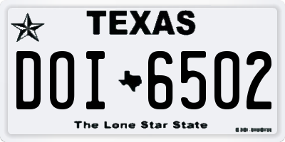 TX license plate DOI6502