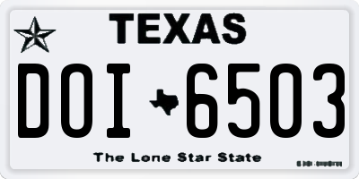 TX license plate DOI6503