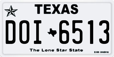 TX license plate DOI6513