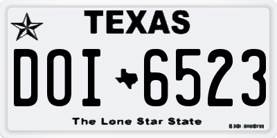 TX license plate DOI6523