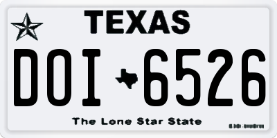 TX license plate DOI6526
