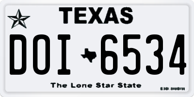 TX license plate DOI6534