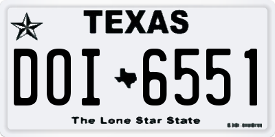 TX license plate DOI6551